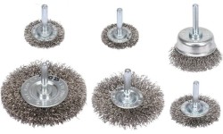 Šepečių vielinių su koteliu rinkinys (6vnt) INOX