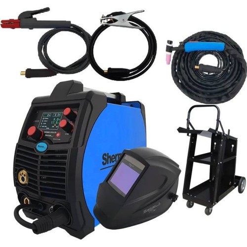 Pusautomačio KOMPLEKTAS SHERMAN DIGIMIG 220 LCD su skydeliu E3 ir vežimėliu MIG