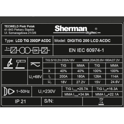 Inverter welder DIGITIG 200 LCD AC/DC