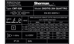 Welding machine Sherman DIGITIG 204 QUATTRO with plasma cutting function