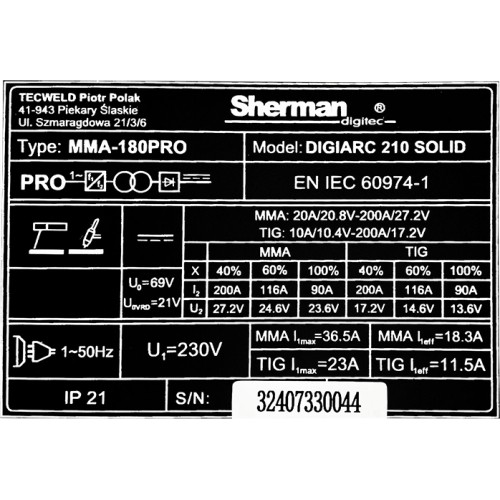 Inverterinis suvirinimo aparatas DIGIARC 210 SOLID (200A - 40%)