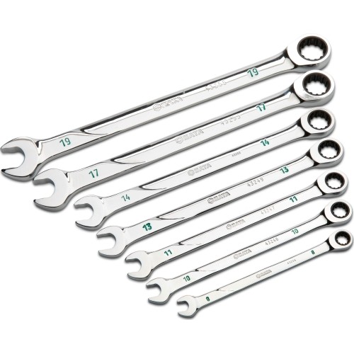 Kombinuotų raktų su terkšle rinkinys 7vnt. (8-19mm) 120XP