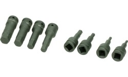 1/2" Prailgintų galvučių smūginių su antgaliais rinkinys (HEX) 8vnt.