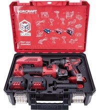 Akumuliatorinio suktuvo-gręžtuvo ir kampinio šlifuoklio rinkinys 20V LI-ION (XCUBE dėžė)