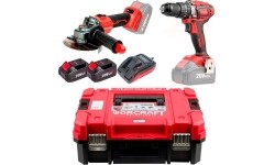 Akumuliatorinio suktuvo-gręžtuvo ir kampinio šlifuoklio rinkinys 20V LI-ION (XCUBE dėžė)