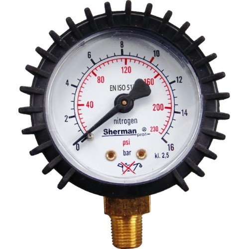 Slėgio matuoklis ⌀ 63 mm, skirtas TURBO azoto reguliatoriui - 315 barų cilindras - Darbinis 16 barų
