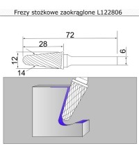 Rounded conical cutter (L) - 12