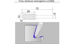 Rounded conical cutter (L) - 12