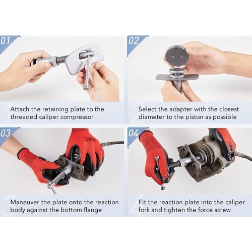 Brake piston wind-back tool set 21 pcs.