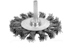 Twisted knot wheel brush with shaft, 75mm