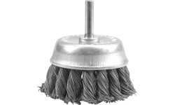 Twisted knot wire cup brush with shaft, 65mm