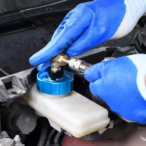 Brake bleeder and filler adapter for TESLA S and X