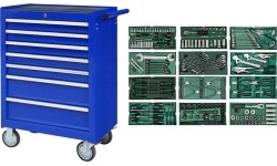 Roller cabinet with tool set trays, 246pcs.
