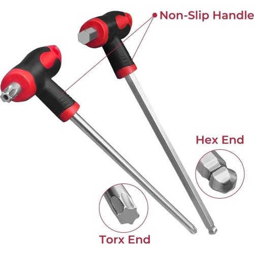 T-tipo šešiakampių raktų rinkinys TORX ir HEX (apvalia galvute) 16vnt.