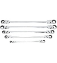 Flex head gear wrenches set extra long 5pcs (8-19mm)