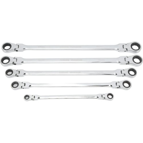 Flex head gear wrenches set extra long 5pcs (8-19mm)