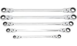 Flex head gear wrenches set extra long 5pcs (8-19mm)