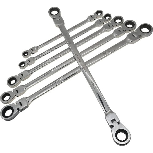 Flex head gear wrenches set extra long 5pcs (8-19mm)