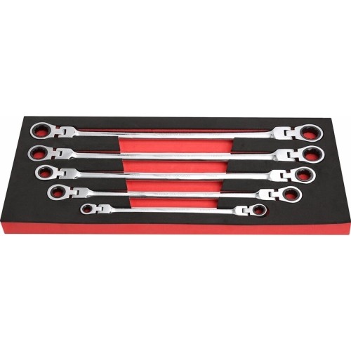 Flex head gear wrenches set extra long 5pcs (8-19mm)