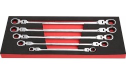 Flex head gear wrenches set extra long 5pcs (8-19mm)