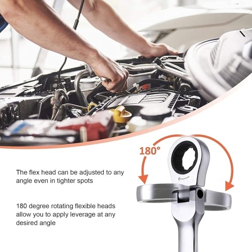 Flex head gear wrenches set extra long 5pcs (8-19mm)