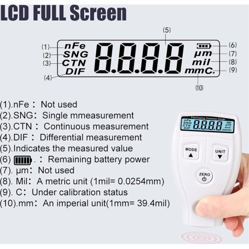 Dažų storio matuoklis 0-2mm