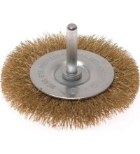Crimped wire flat wheel brush with shaft Ø75mm