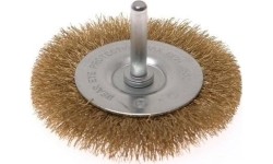 Crimped wire flat wheel brush with shaft Ø75mm