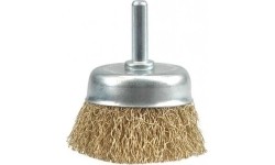 Crimped wire cup brush with shaft, 50mm