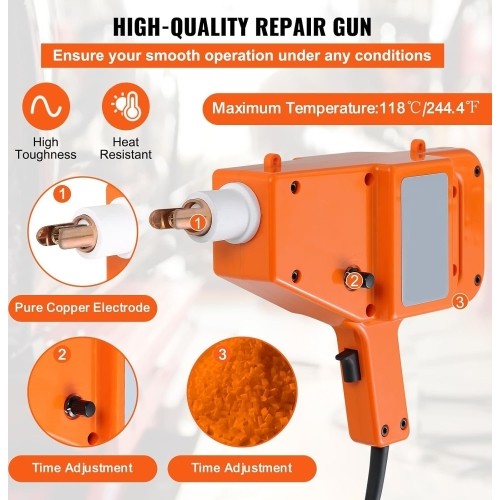 Spot welding machine and dent bar set in plastic box