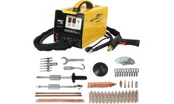 Spot welding machine and dent bar set