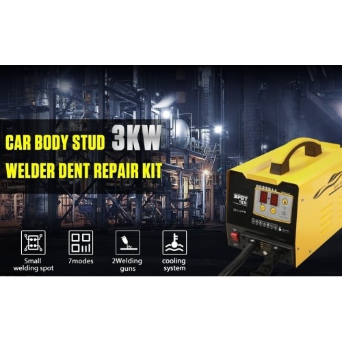 Spot welding machine and dent bar set