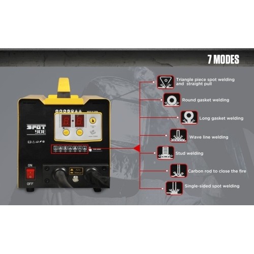 Spot welding machine and dent bar set