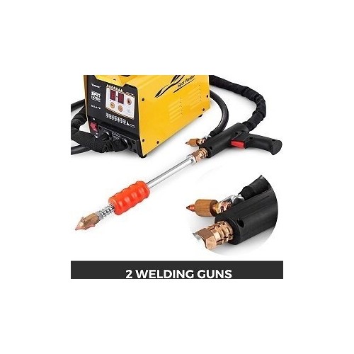 Spot welding machine and dent bar set