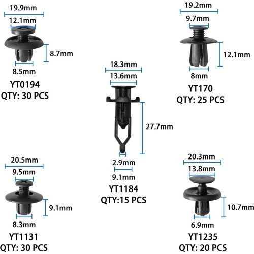 Plastic Push-Type Clip Assortment (620pcs)