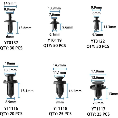 Plastic Push-Type Clip Assortment (620pcs)