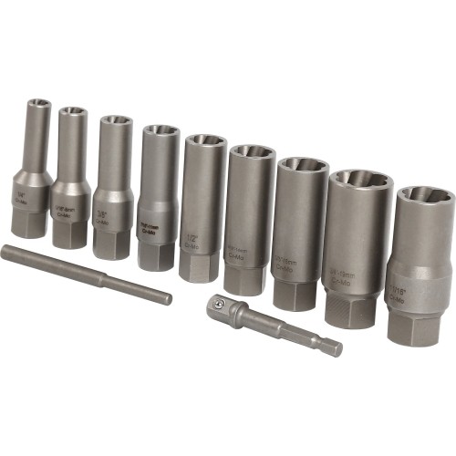 Bolt extractor socket set 11pcs (6-19mm) 3/8'' Dr.
