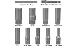 Bolt extractor socket set 11pcs (6-19mm) 3/8'' Dr.