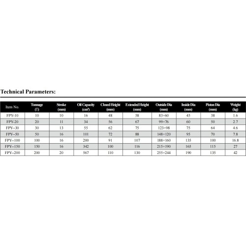 Thin type hydraulic cylinder 30t (13mm)