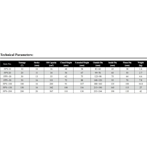 Thin type hydraulic cylinder 50t (16mm)