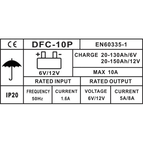 Battery charger 6/12V 10A 150Ah