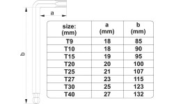 L-tipo šešiakampių TORX trumpų raktų rinkinys 8vnt. (T9-T50)