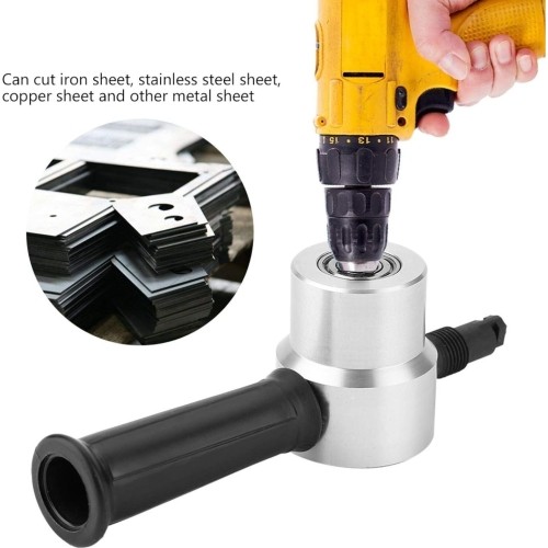 Sheet metal shears attachment for drill