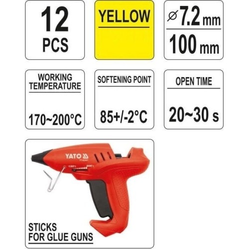 Hot glue stick set (yellow) (12pcs) 7.2x100mm