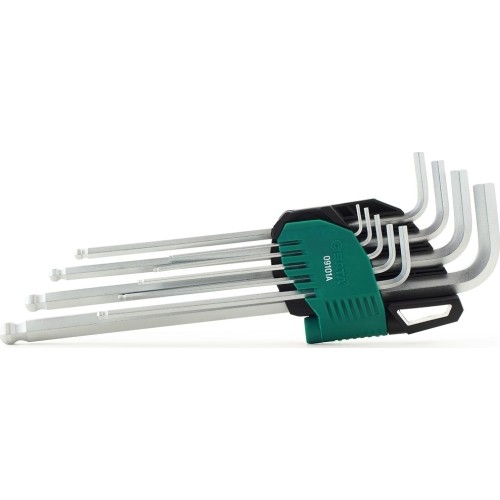 L-tipo šešiakampių prailgintų, apvalia galvute raktų rinkinys 9 vnt. (1.5-10 mm)