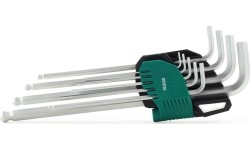 L-tipo šešiakampių prailgintų, apvalia galvute raktų rinkinys 9 vnt. (1.5-10 mm)