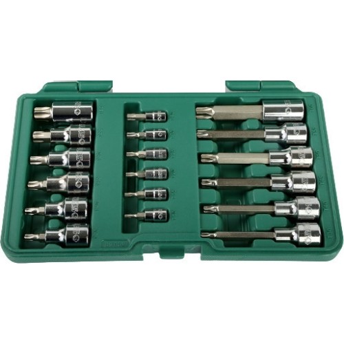 1/4" + 1/2" Dr. Bit socket set (TORX) 18pcs.