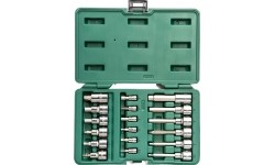 Galvučių su antgaliais rinkinys 1/4 + 1/2 (HEX) 18vnt.