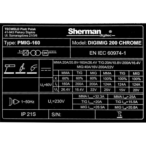 Sinerginis inverterinis suvirinimo aparatas DIGIMIG 200 CHROME