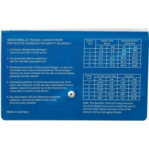 Užlūžusių varžtų išsukėjas 5vnt. RENNSTEIG